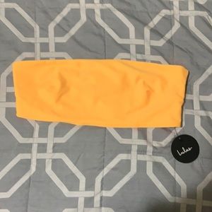 New with tags. Medium yellow strapless bikini top from Lulus